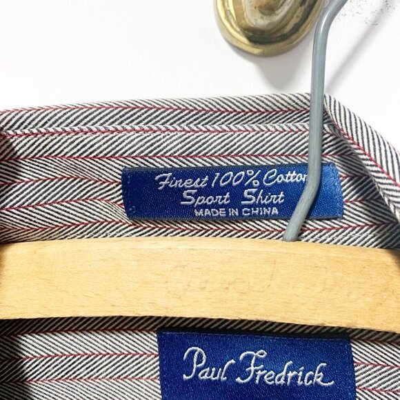 🌷 sale* Paul Fredrick Finest 100% Cotton Sport Shirt Size Medium Gray - Picture 5 of 10